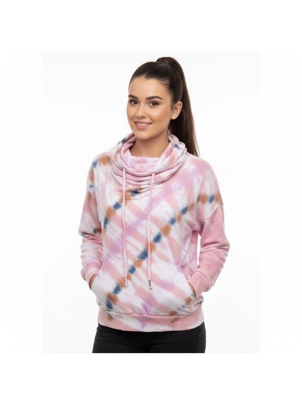 Young Fabulous & Broke Pink Tie Dye Cowl Hoodie - Size Medium
